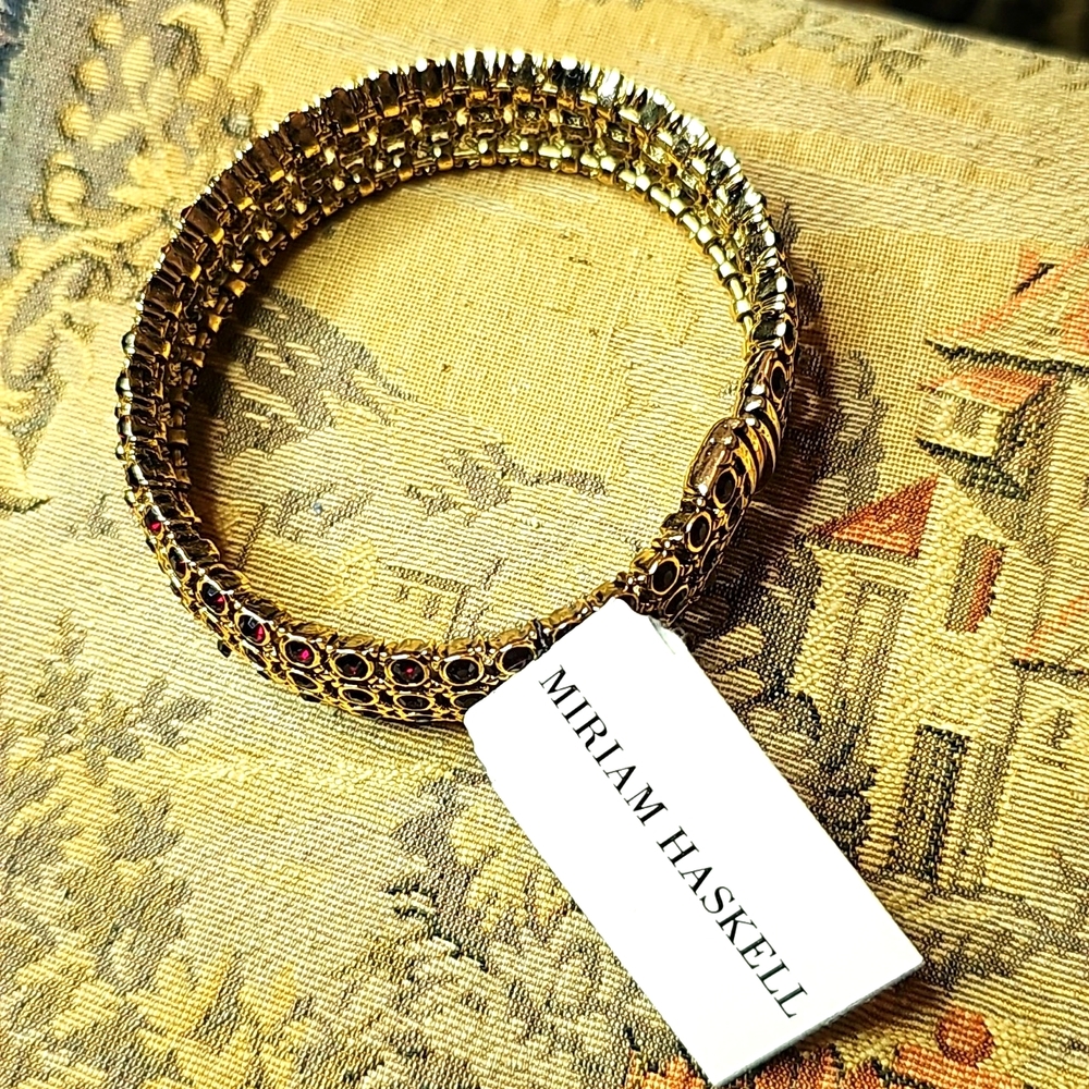 Miriam Haskell Ruby Rhinestone Bracelet - image 5